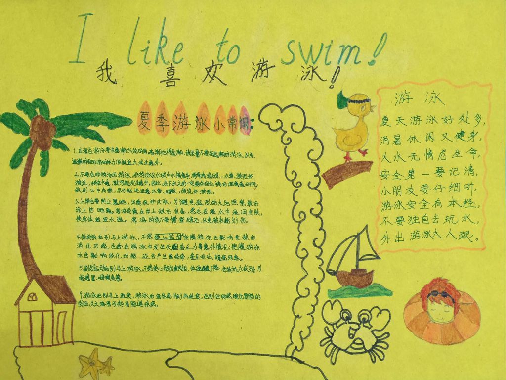 我喜欢游泳手抄报 我喜欢游泳手抄报