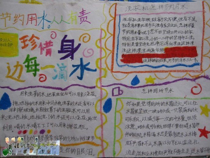 珍惜身边每一滴水宣传手抄报