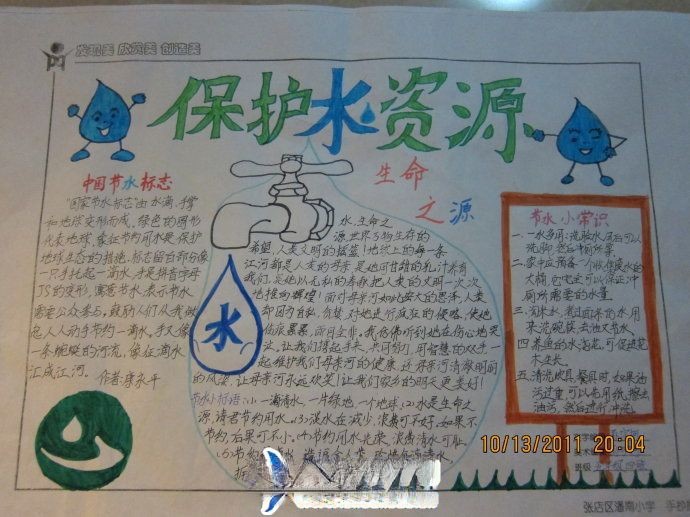 保护水资源手抄报图片
