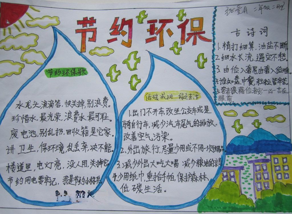 节约环保手抄报图片 节约环保手抄报图片