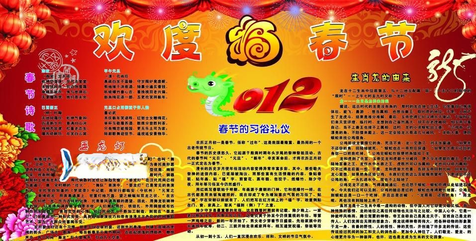 龙年春节板报图片