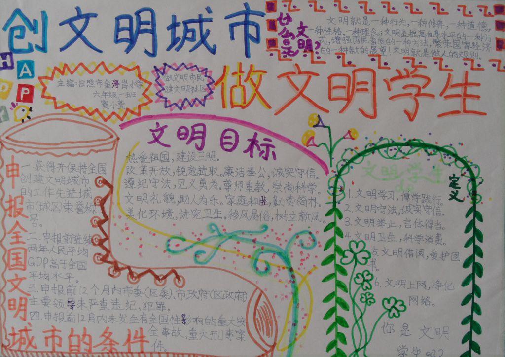 创文明城市做文明学生手抄报大全 创文明城市做文明学生手抄报大全