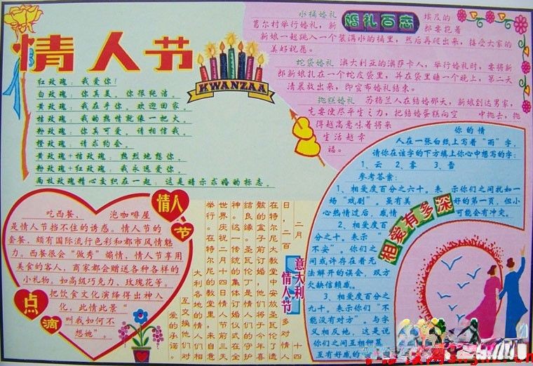 2月14日情人节电子板报设计