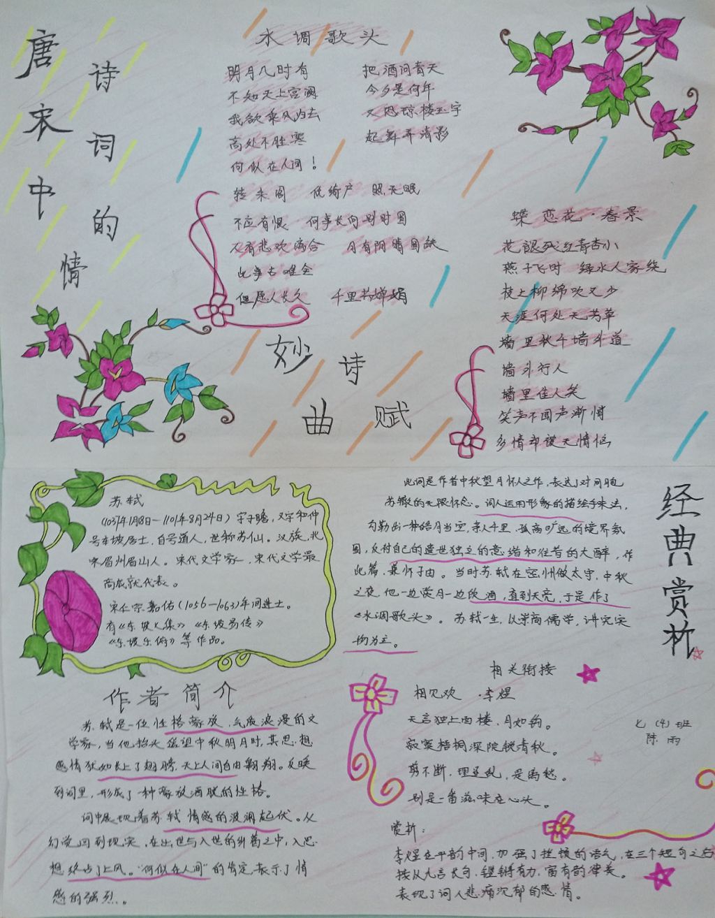 唐诗宋词手抄报简单又漂亮