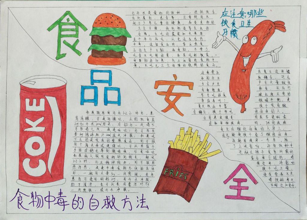 食品安全进校园手抄报，四城联创共行动