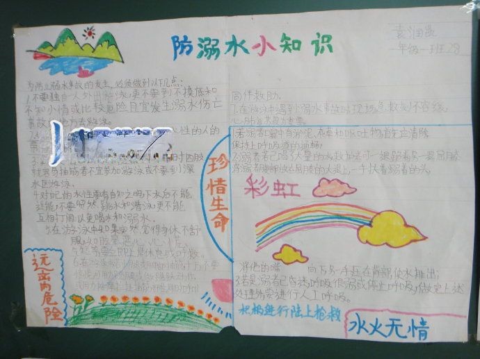 防溺水知识手抄报