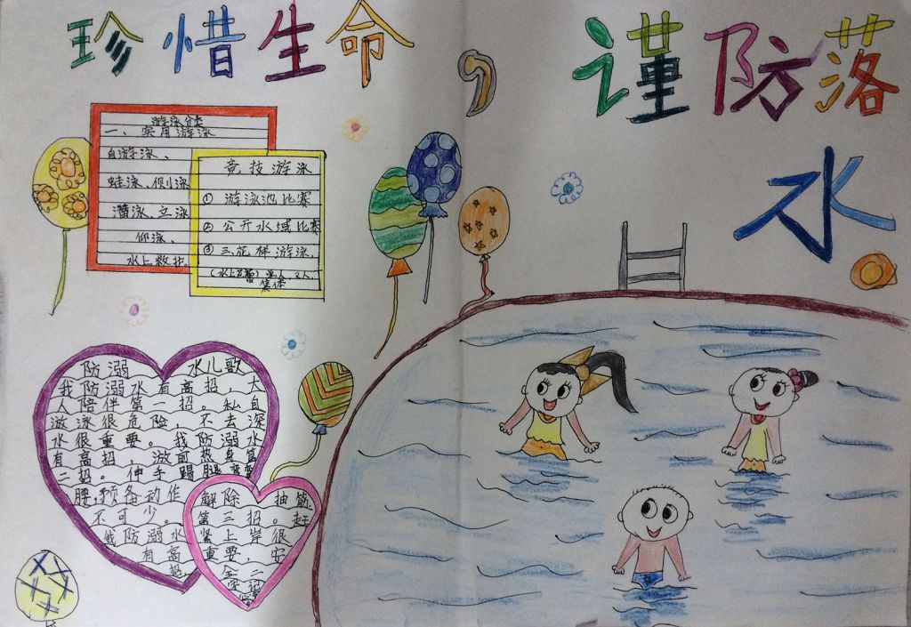 珍惜生命谨防溺水手抄报