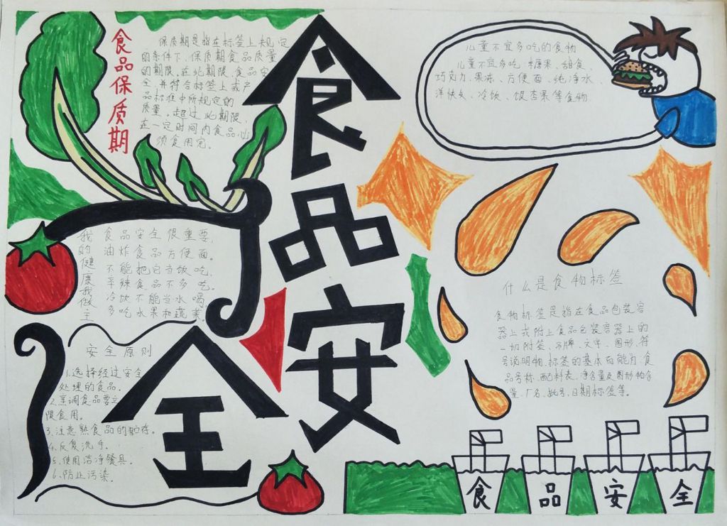 食品安全进校园手抄报，四城联创共行动