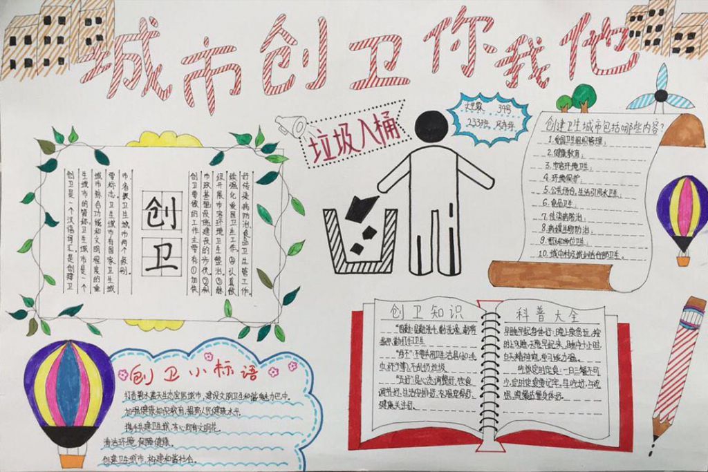 创建卫生城市手抄报简单又漂亮，城市创卫你我他