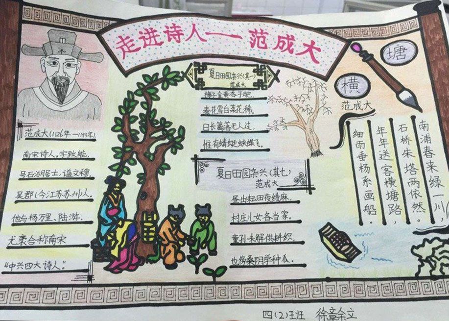 田园诗人范成大手抄报