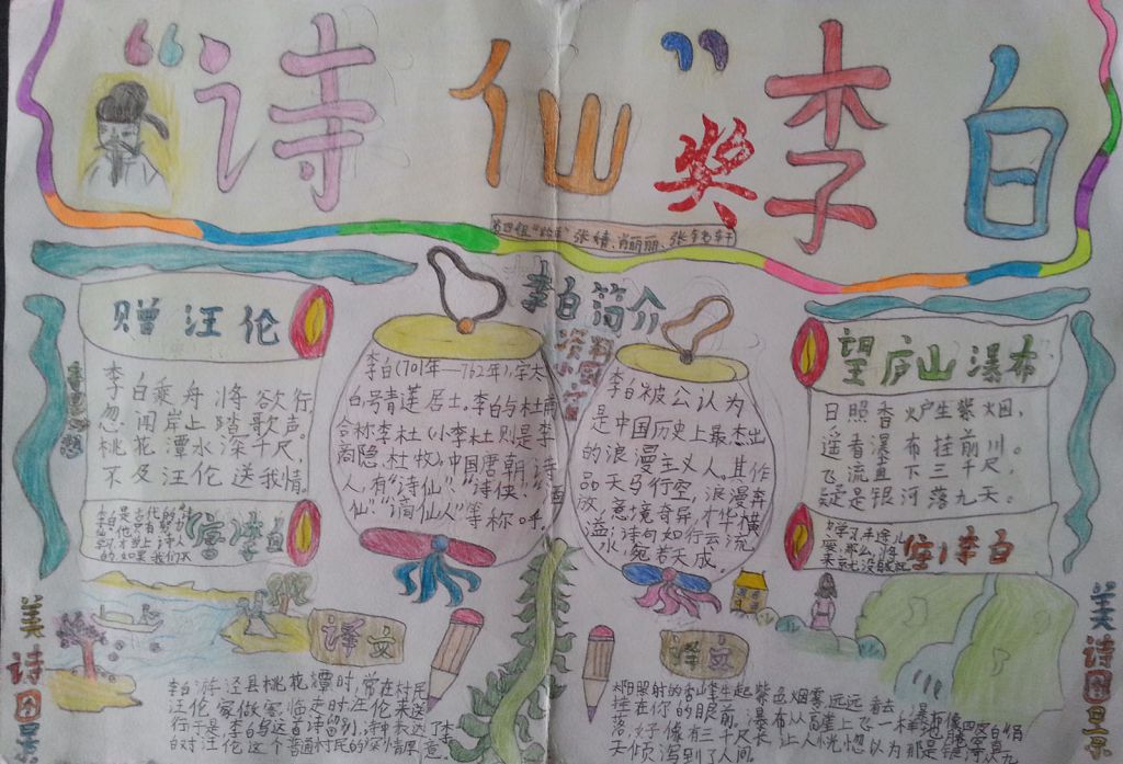 诗仙李白手抄报图片大全