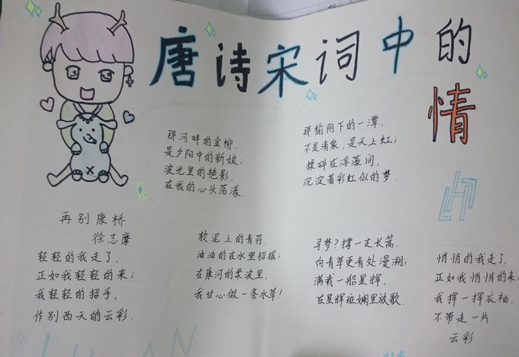 唐诗宋词手抄报简单又漂亮