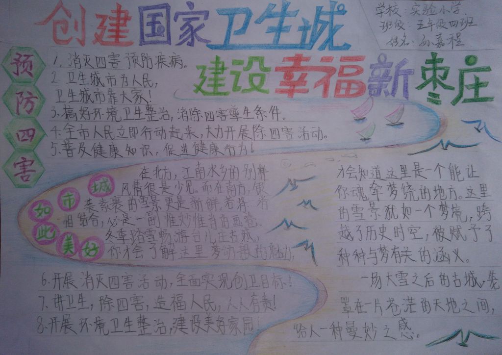 创建国家卫生城建设幸福新枣庄手抄报 创建国家卫生城建设幸福新枣庄手抄报