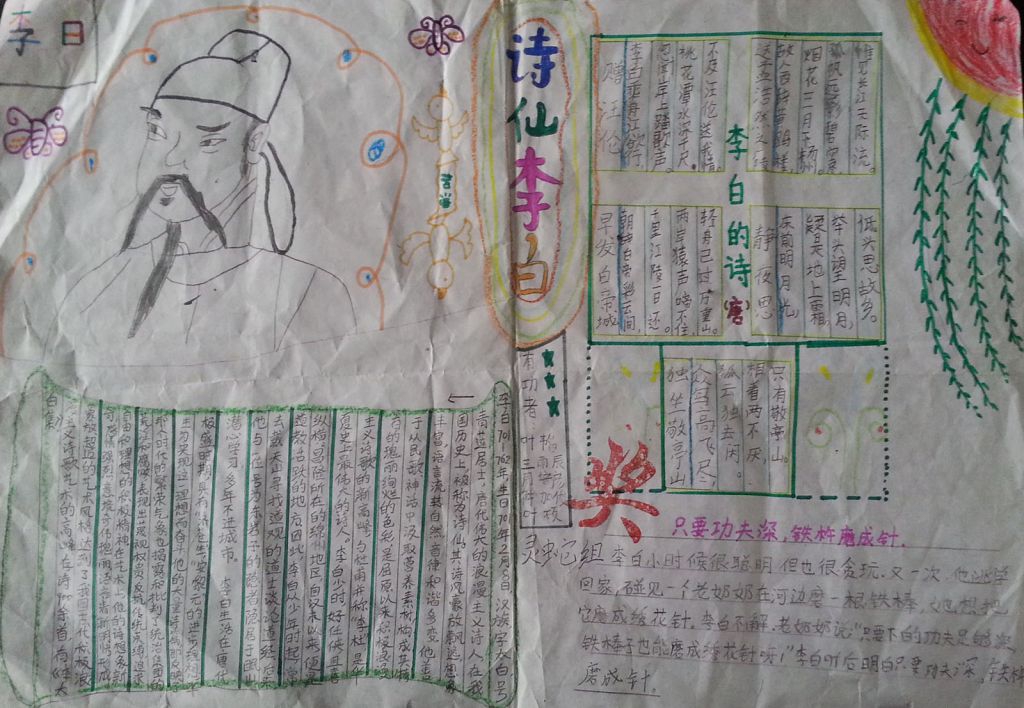 诗仙李白手抄报图片大全
