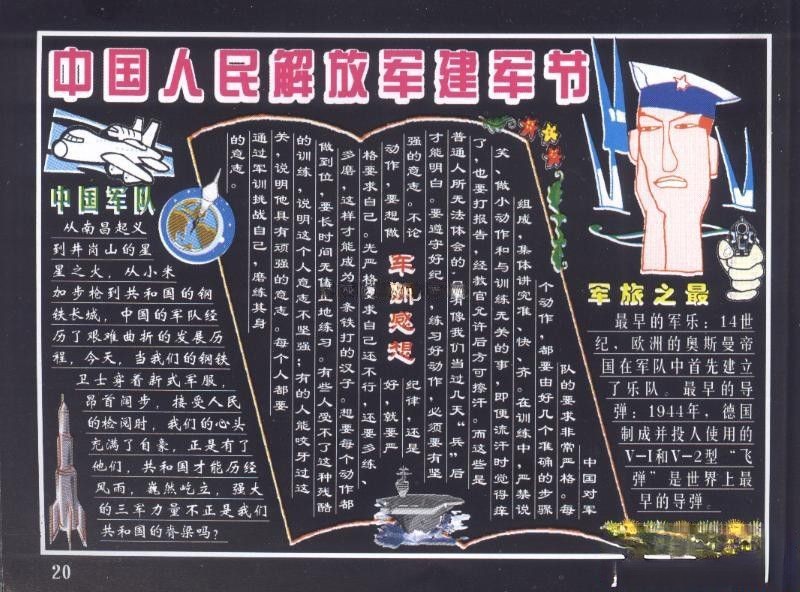 庆祝中国人民解放军建军节黑板报设计