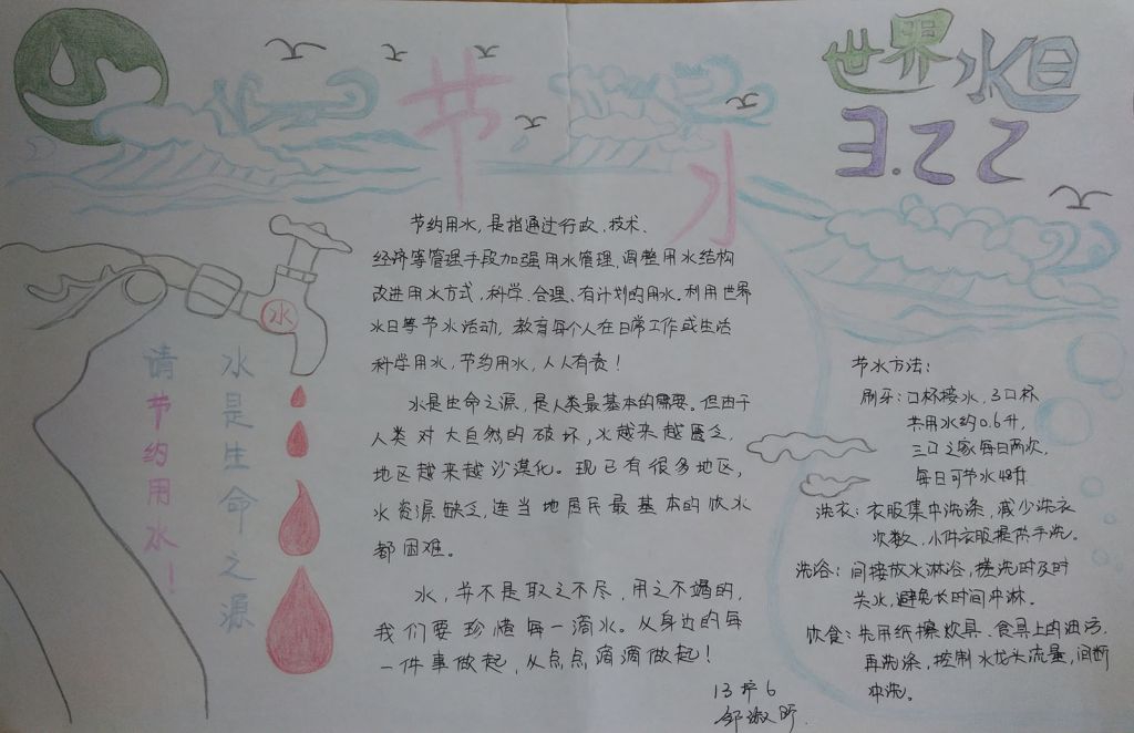 世界水日节约用水手抄报