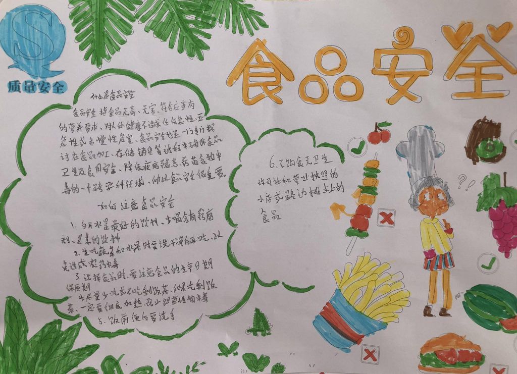 2022食品安全手抄报，拒绝垃圾食品健康从我做起