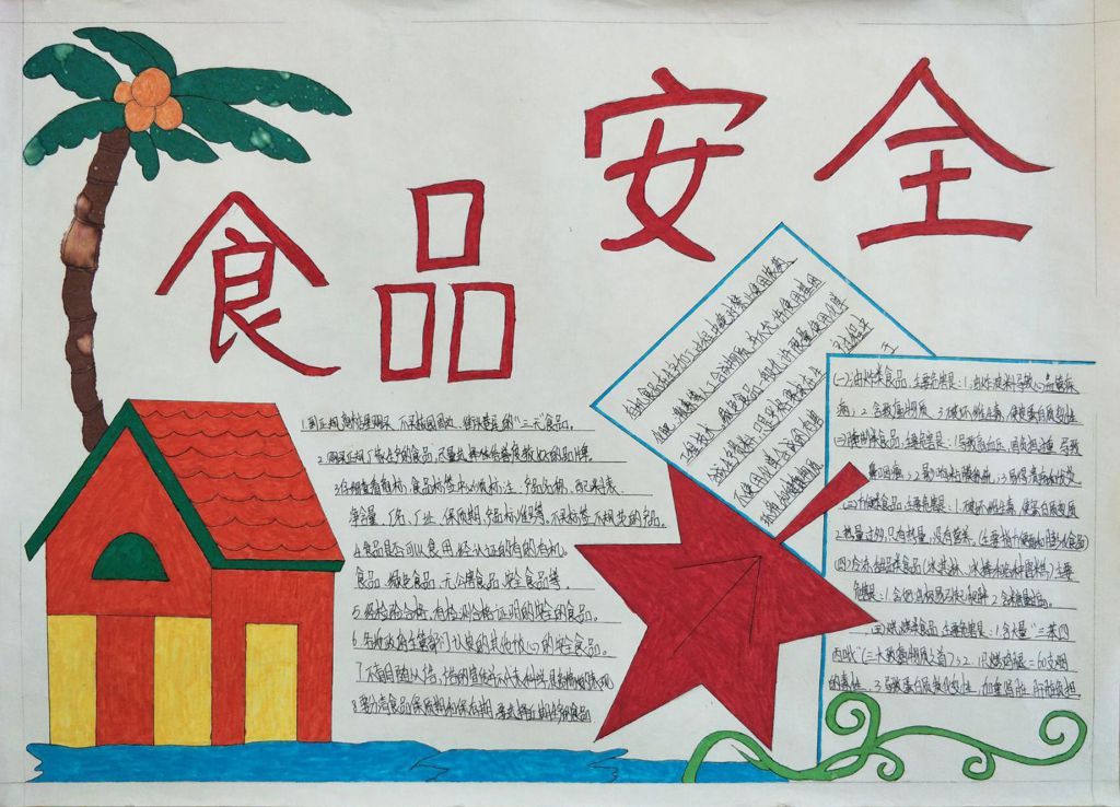 食品安全进校园手抄报，四城联创共行动