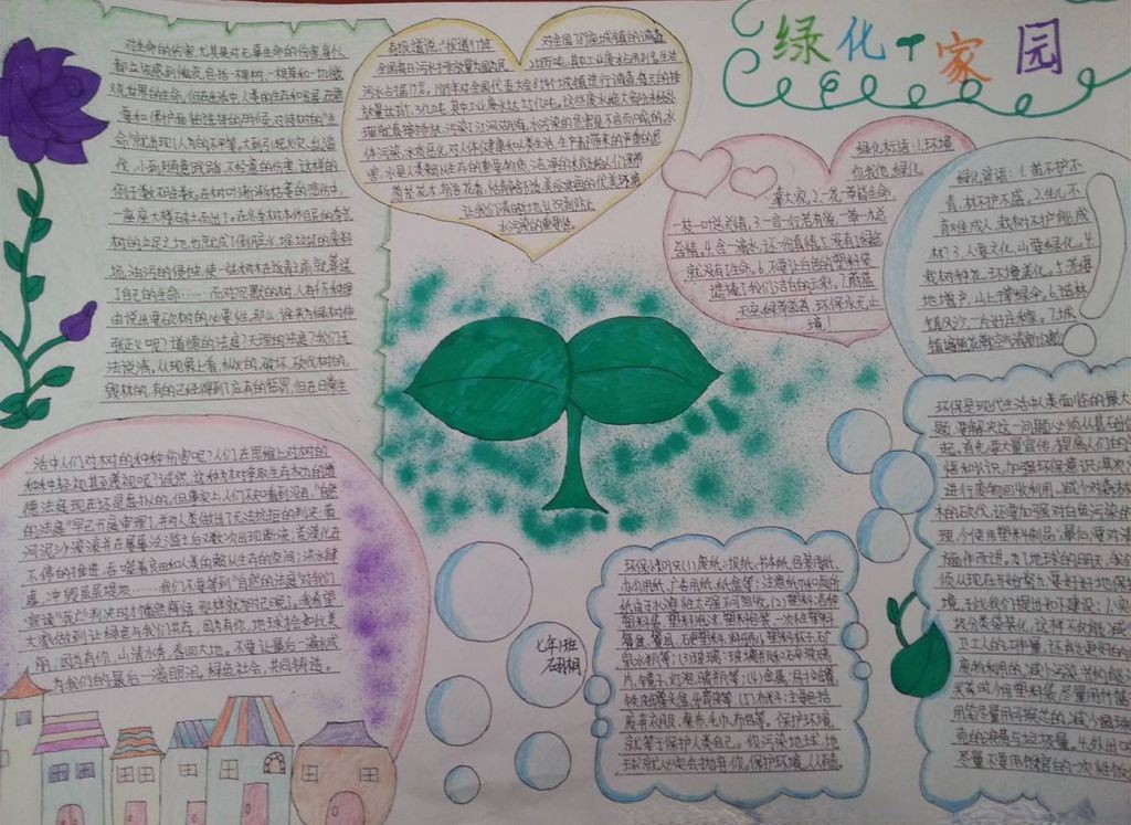 绿化家园从我做起手抄报