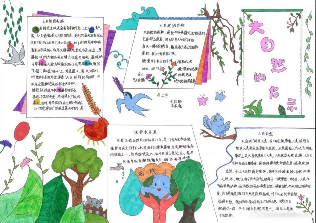 自然的答案手抄报图片，人类从自然界得到的启示