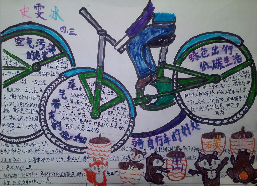 爱护环境绿色出行手抄报