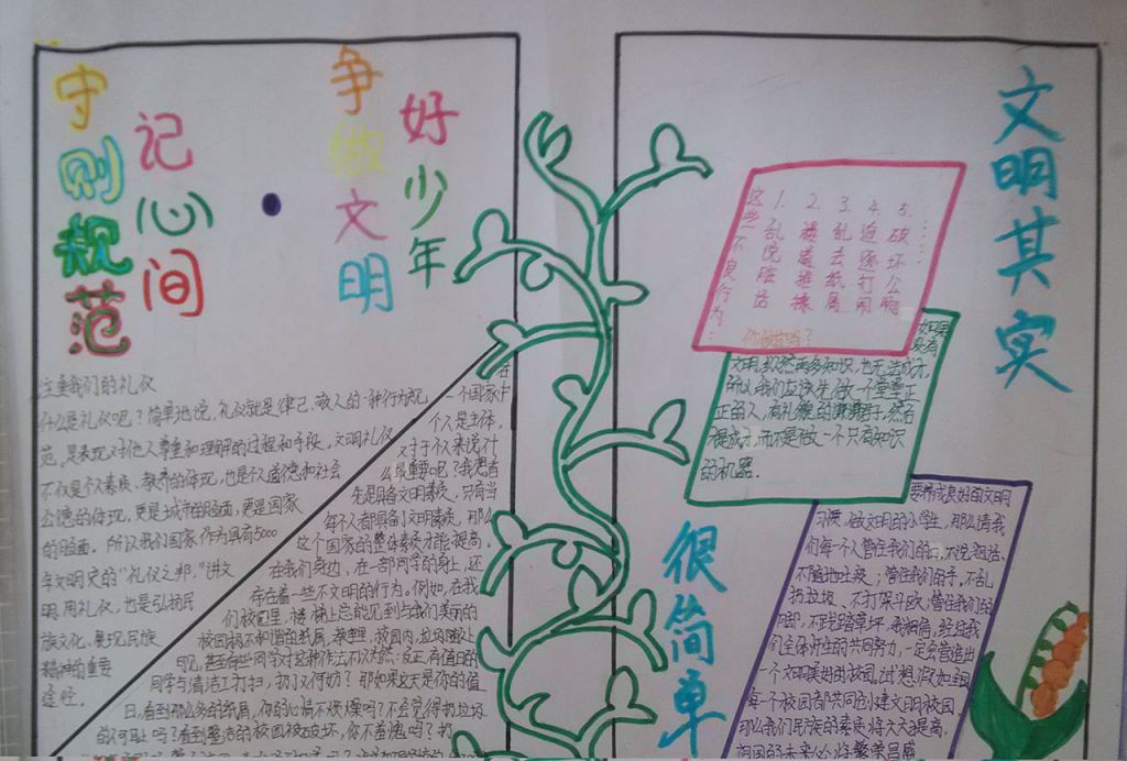 遵守规则记心间,争做文明好少年手抄报