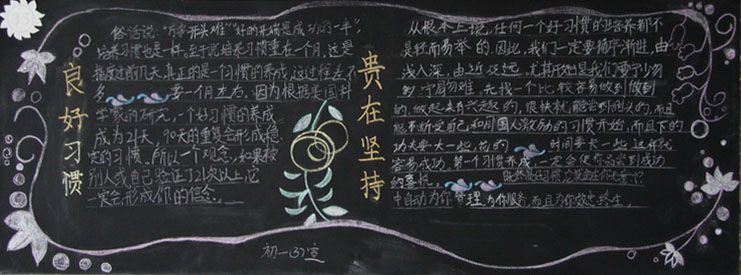 良好习惯贵在坚持黑板报