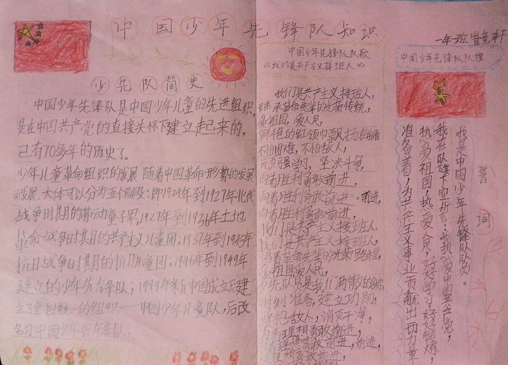 中国少年先锋队知识手抄报
