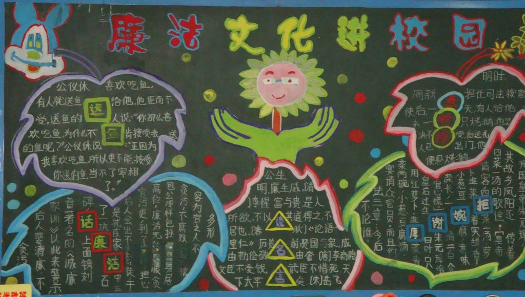 廉洁文化进校园黑板报图片