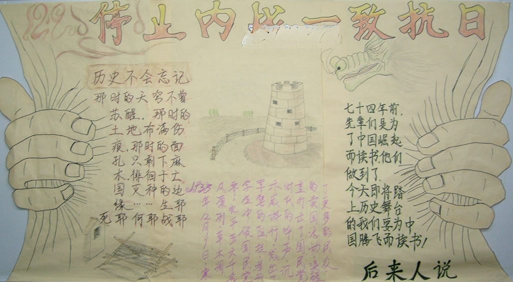 承担历史责任，激扬青春理想板报