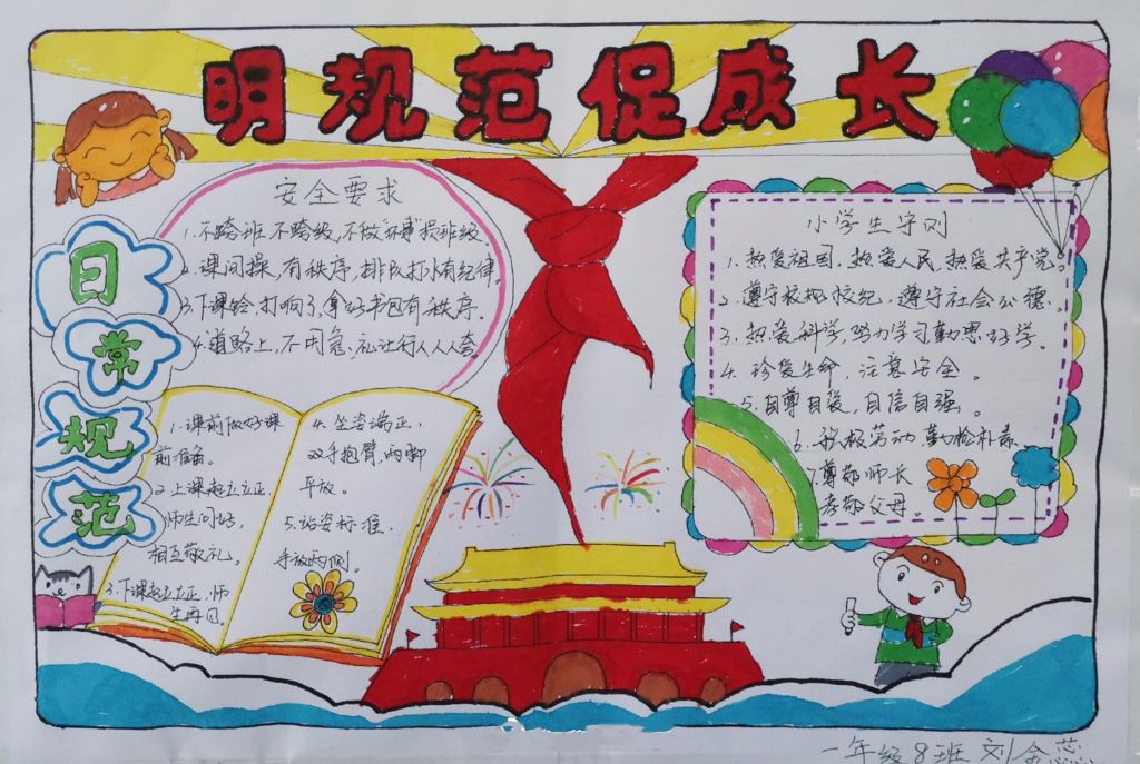 明规范促成长手抄报，小学生守则及日常规范