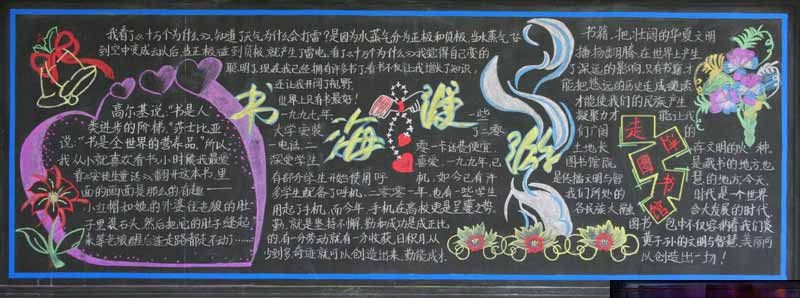 小学生黑板报设计图：书海漫游
