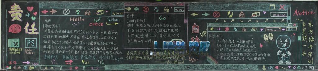 自强自律责任自信黑板报