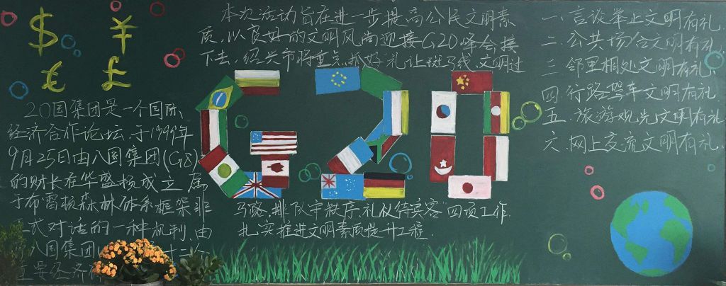 G20峰会黑板报图片