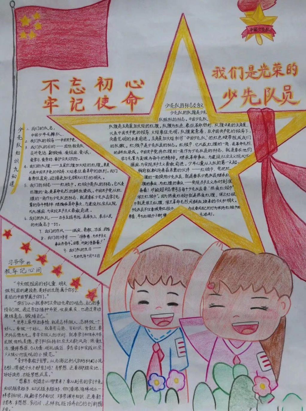 少先队建队70周年手抄报图片大全，我们是光荣的红领巾