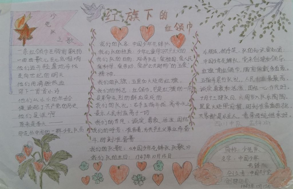 红旗下的红领巾手抄报