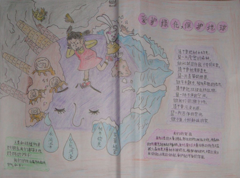 爱护绿化保护地球手抄报