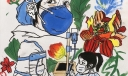 同心战疫共待花期绘画
