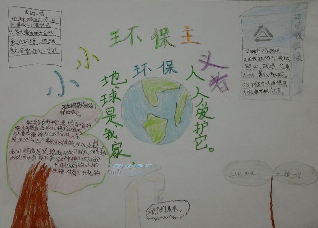 小学三年级环保手抄报