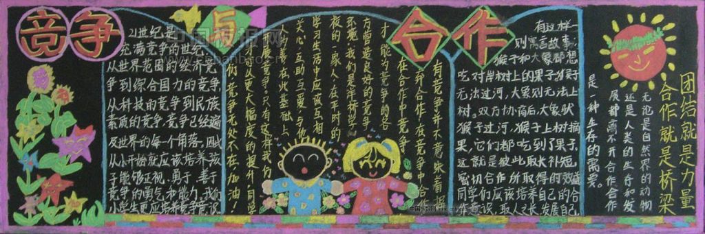 竞争与合作黑板报版面设计图