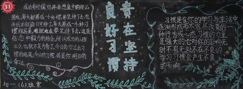良好习惯贵在坚持黑板报