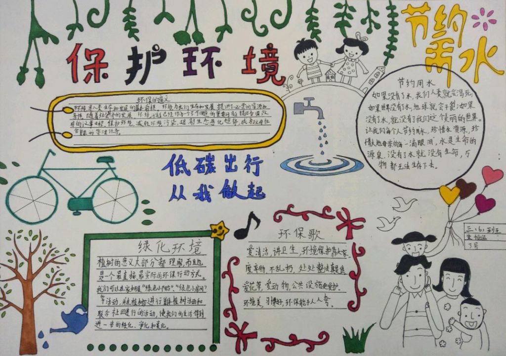 保护环境低碳出行手抄报，让我们一起绿色行动