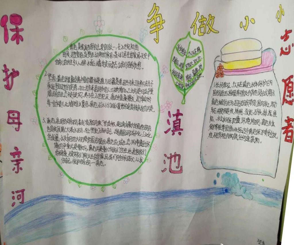 保护母亲湖滇池手抄报