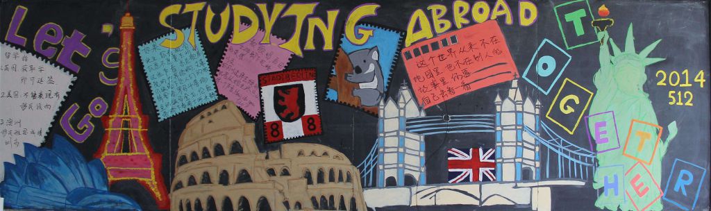 出国留学黑板报:studying abroad