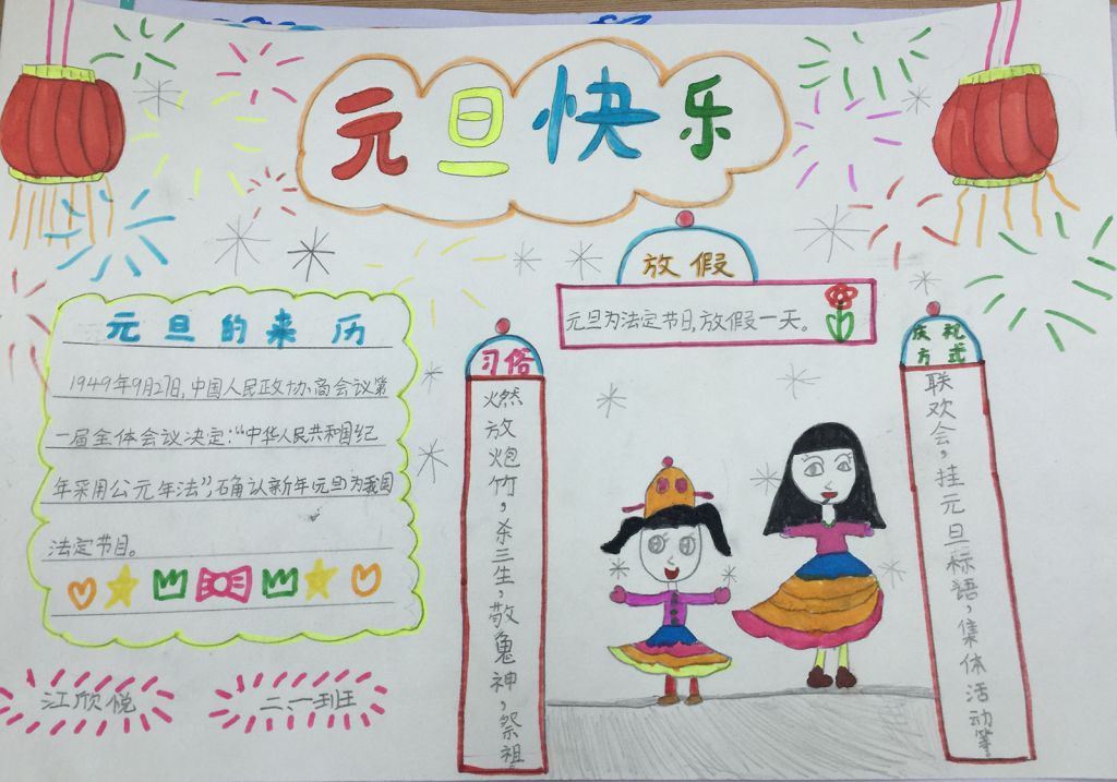 庆元旦，迎新年手抄报图片展