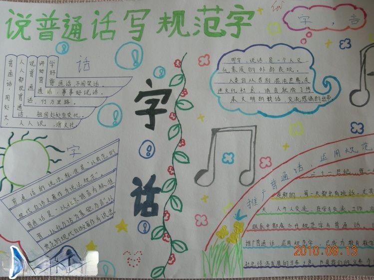 普通话规范字手抄报版面设计图