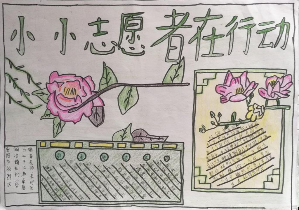 我是小小志愿者手抄报，志愿者在行动
