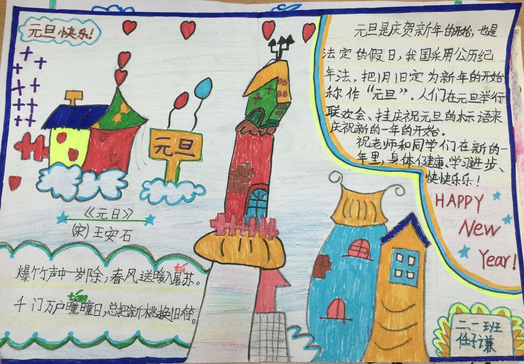 庆元旦，迎新年手抄报图片展