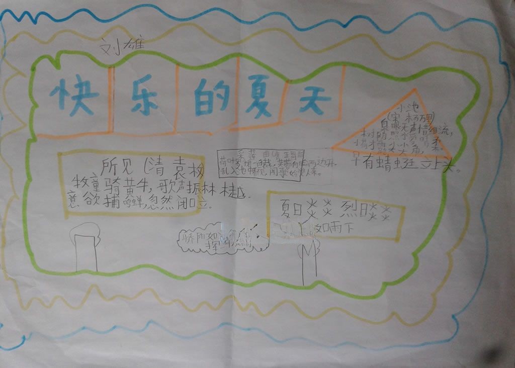 快乐的夏天手抄报