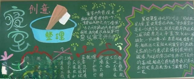 中学生“寝室内务”主题黑板报图片